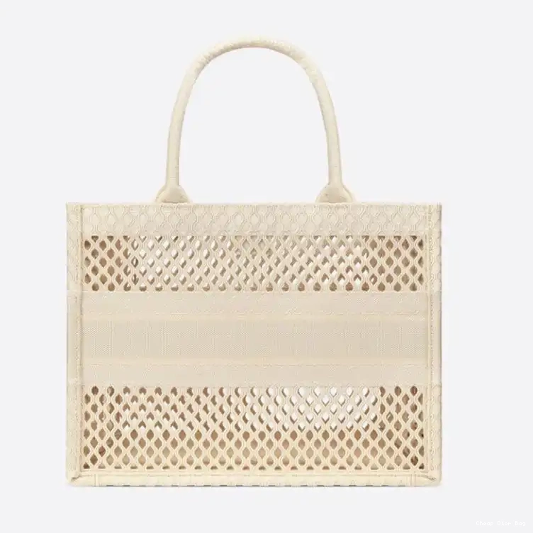 Cheap Dior Bag Mesh Canvas Motif Book Dior Tote Beige 0501